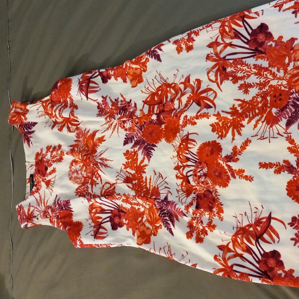 Mario Serrani Red and Pink Floral Dress Size 10